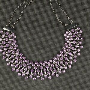Costume Necklace Purple Amethyst Dropped Choker NEW